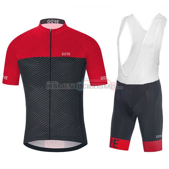 Abbigliamento Ciclismo Gore C3 Optiline Manica Corta 2018 Rosso e Nero